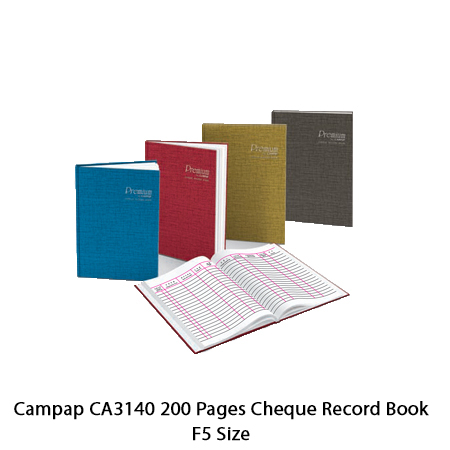 CAMPAP CA3140 200PGS CHEQUE RECORD BOOK #
