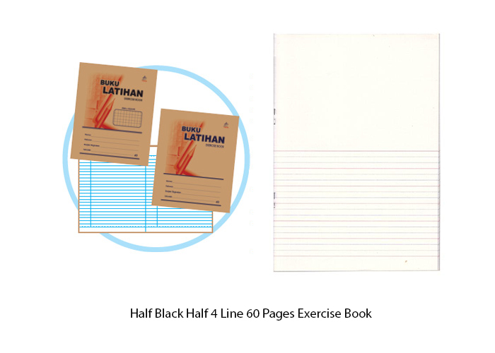 60PGS HALF BLANK HALF FOUR LINE EX BOOK 