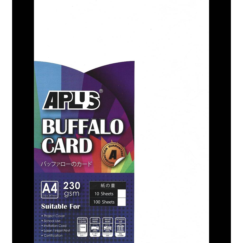 APLUS A4 230GSM BUFFALO CARD 100'S - WHITE