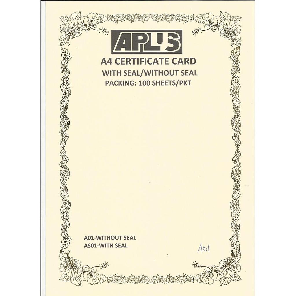 APLUS A4 160GM CERTIFICATE CARD - A01 *