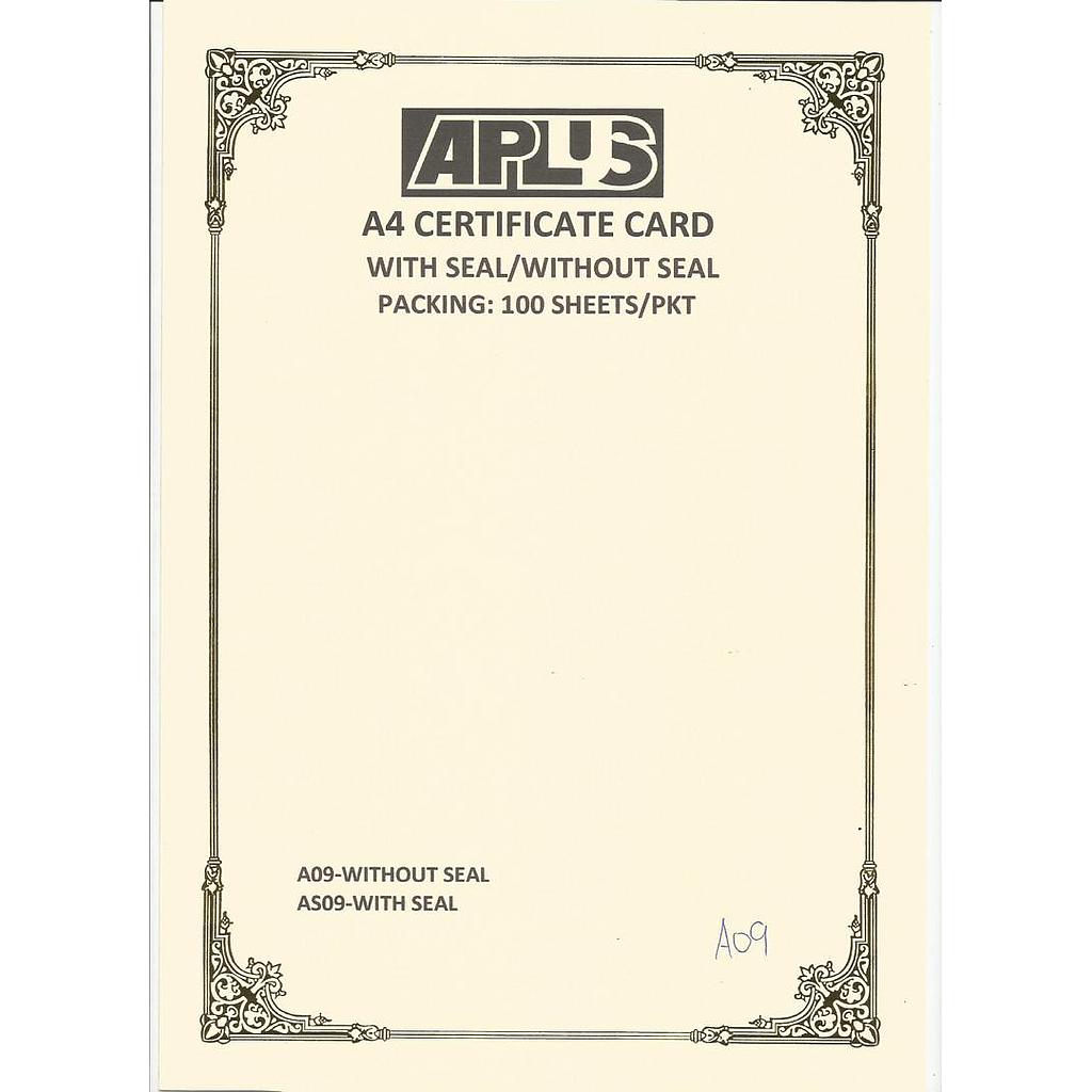 APLUS A4 160GM CERTIFICATE CARD - A09 *