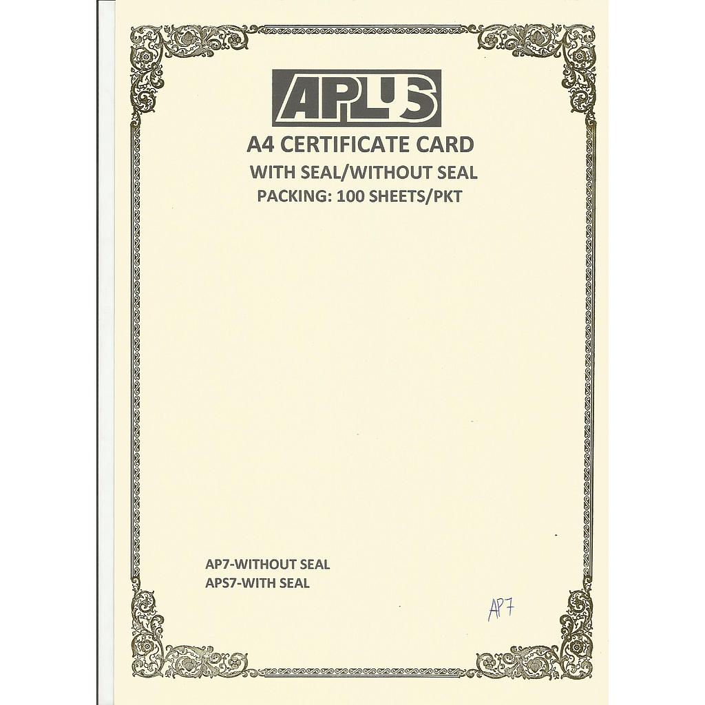 APLUS A4 160GM CERTIFICATE CARD - AP7 *