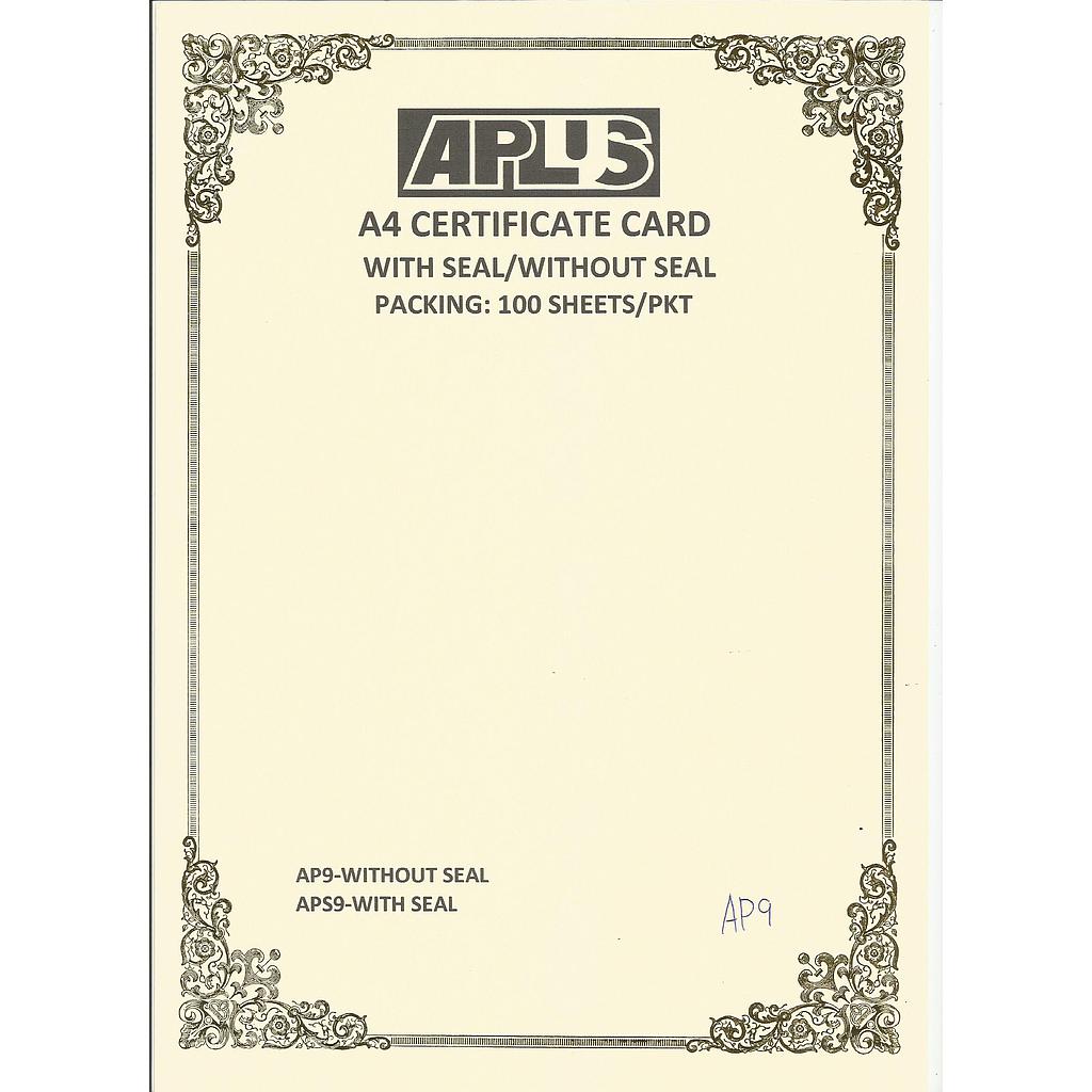 APLUS A4 160GM CERTIFICATE CARD - AP9 *