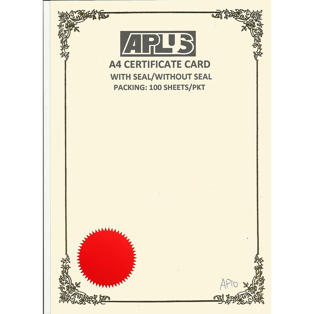 APLUS A4 160GM CERTIFICATE CARD V/SEAL - APS10 *