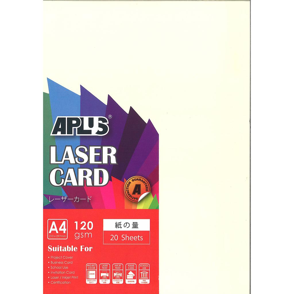 APLUS A4 120GM LASER CARD 20'S - IVORY (100) *