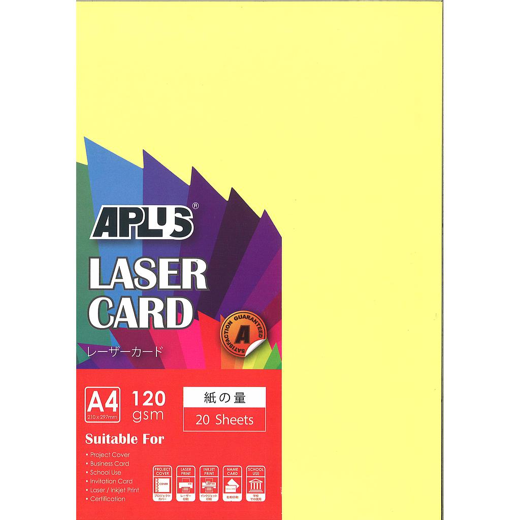 APLUS A4 120GM LASER CARD 20'S - YELLOW (160) *