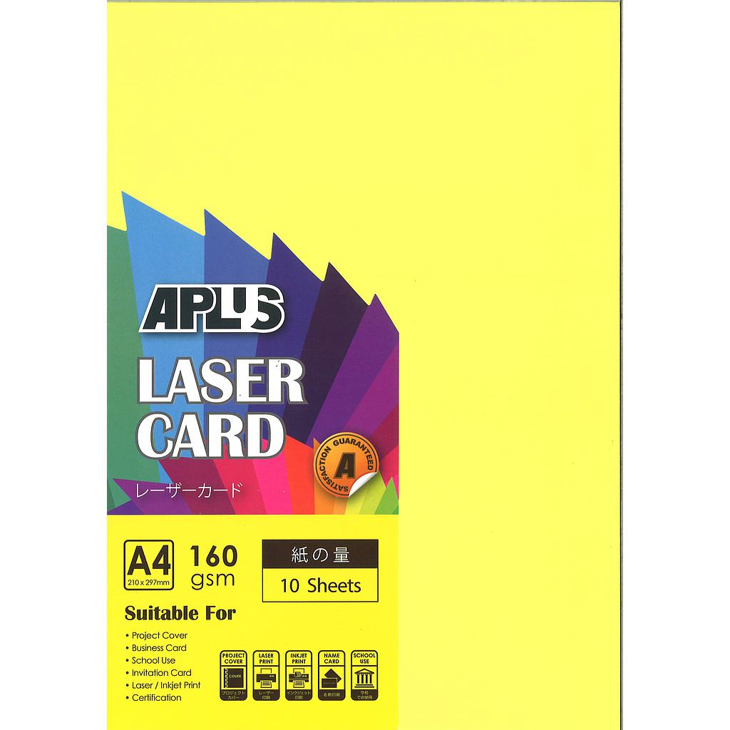 APLUS A4 160GM LASER CARD 10'S - C.YELLOW (363)