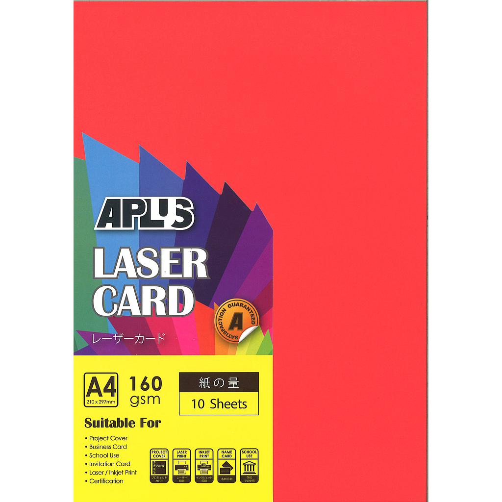 APLUS A4 160GM LASER CARD 10'S - RED (250) *