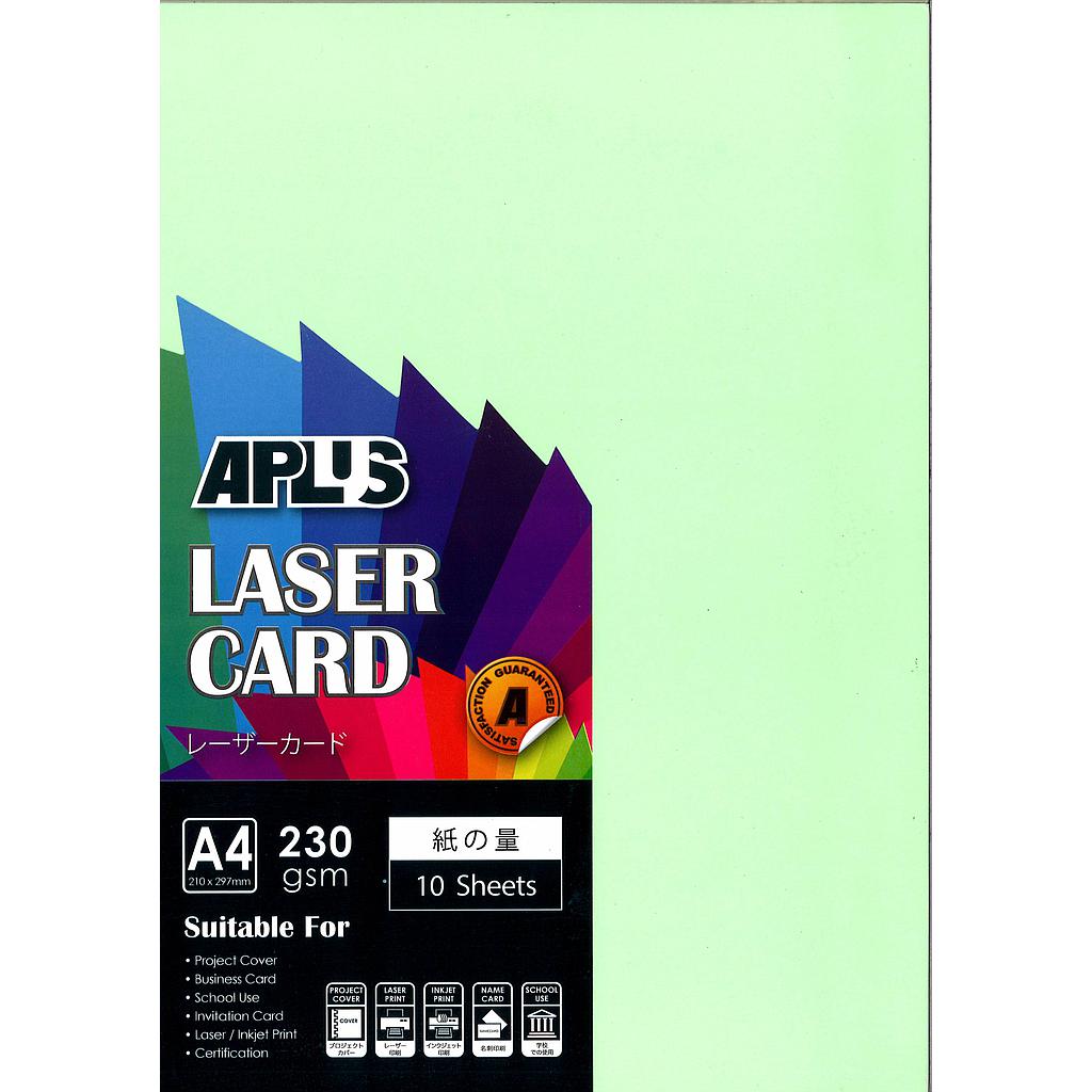 APLUS A4 230GM LASER CARD 10'S - L.GREEN (04) *