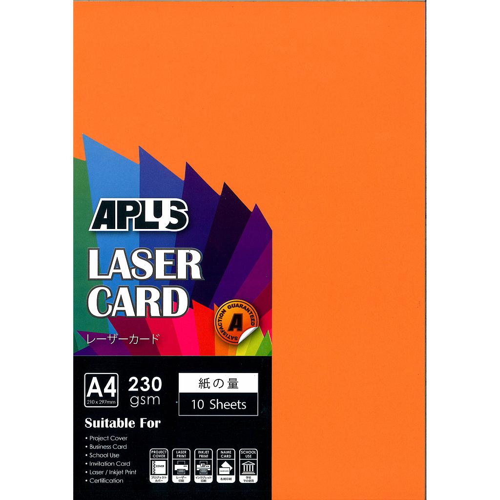 APLUS A4 230GM LASER CARD 10'S - ORANGE (09) *