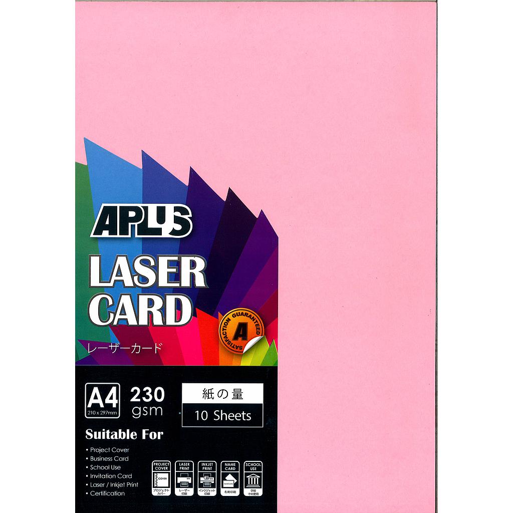 APLUS A4 230GM LASER CARD 10'S - PINK (07) *