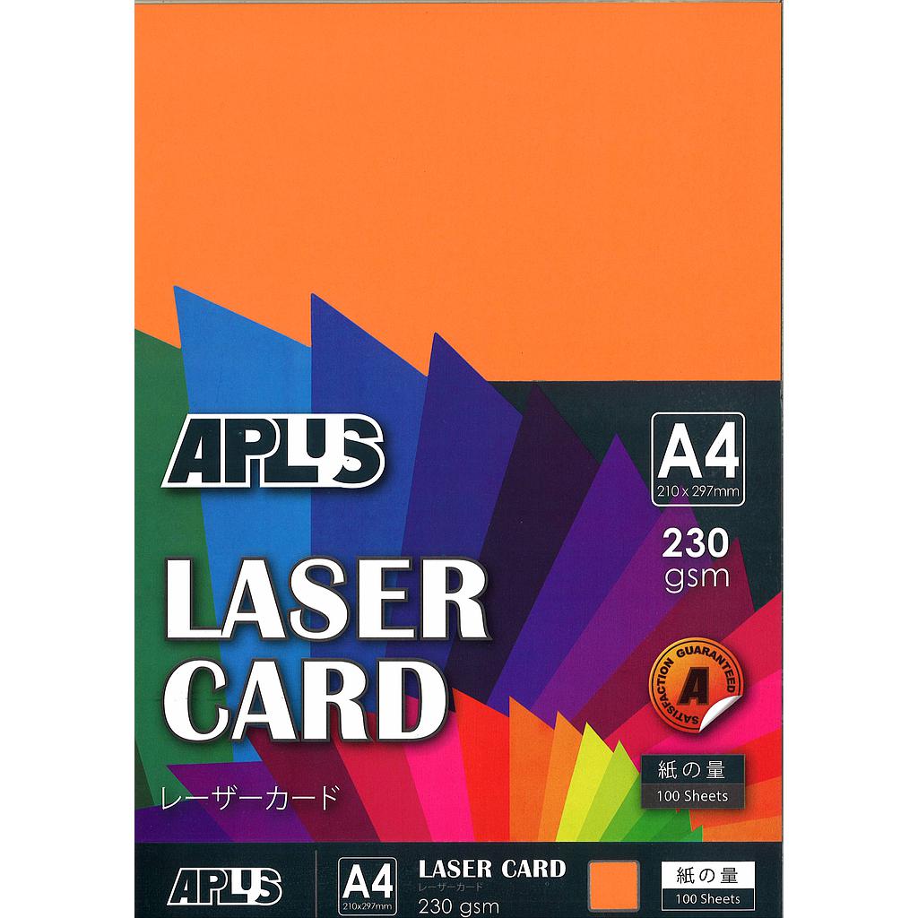 APLUS A4 230GM LASER CARD 100'S - ORANGE (09)