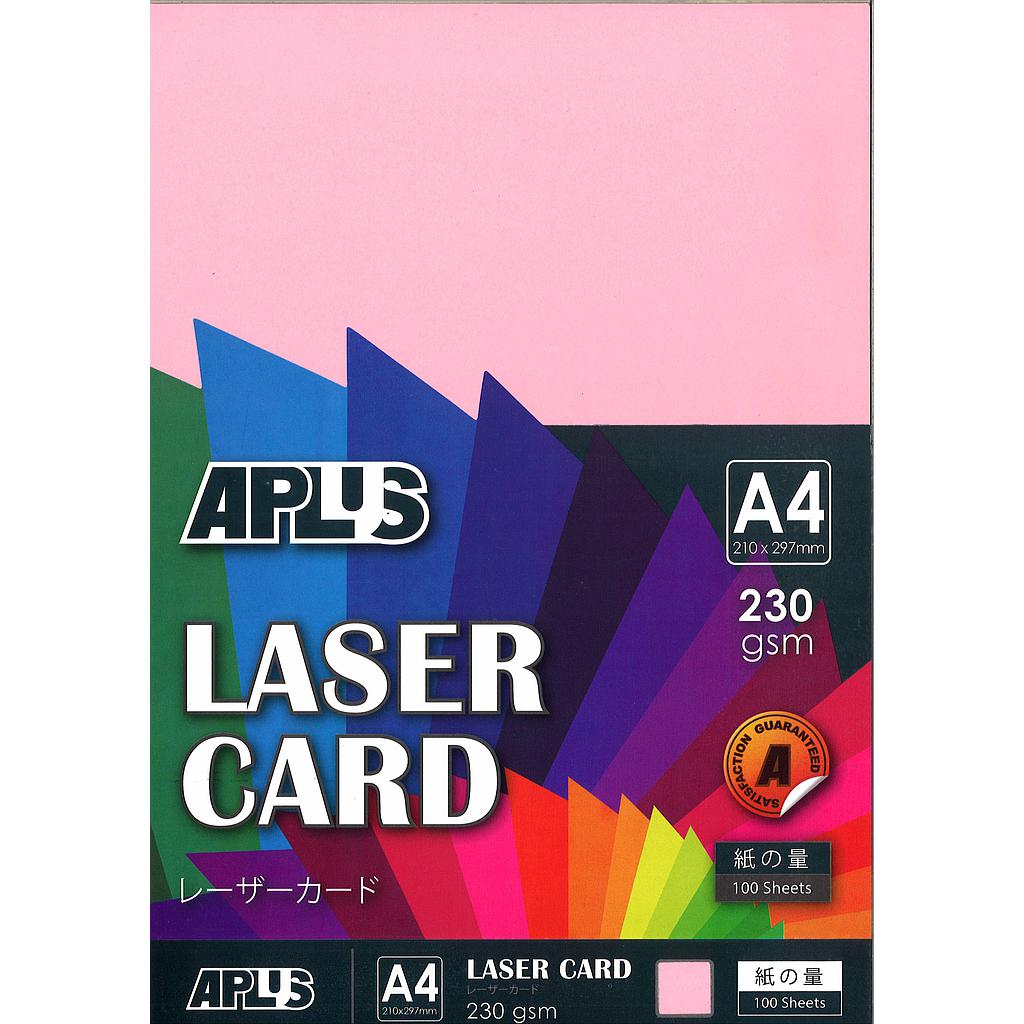 APLUS A4 230GM LASER CARD 100'S - PINK (07) 