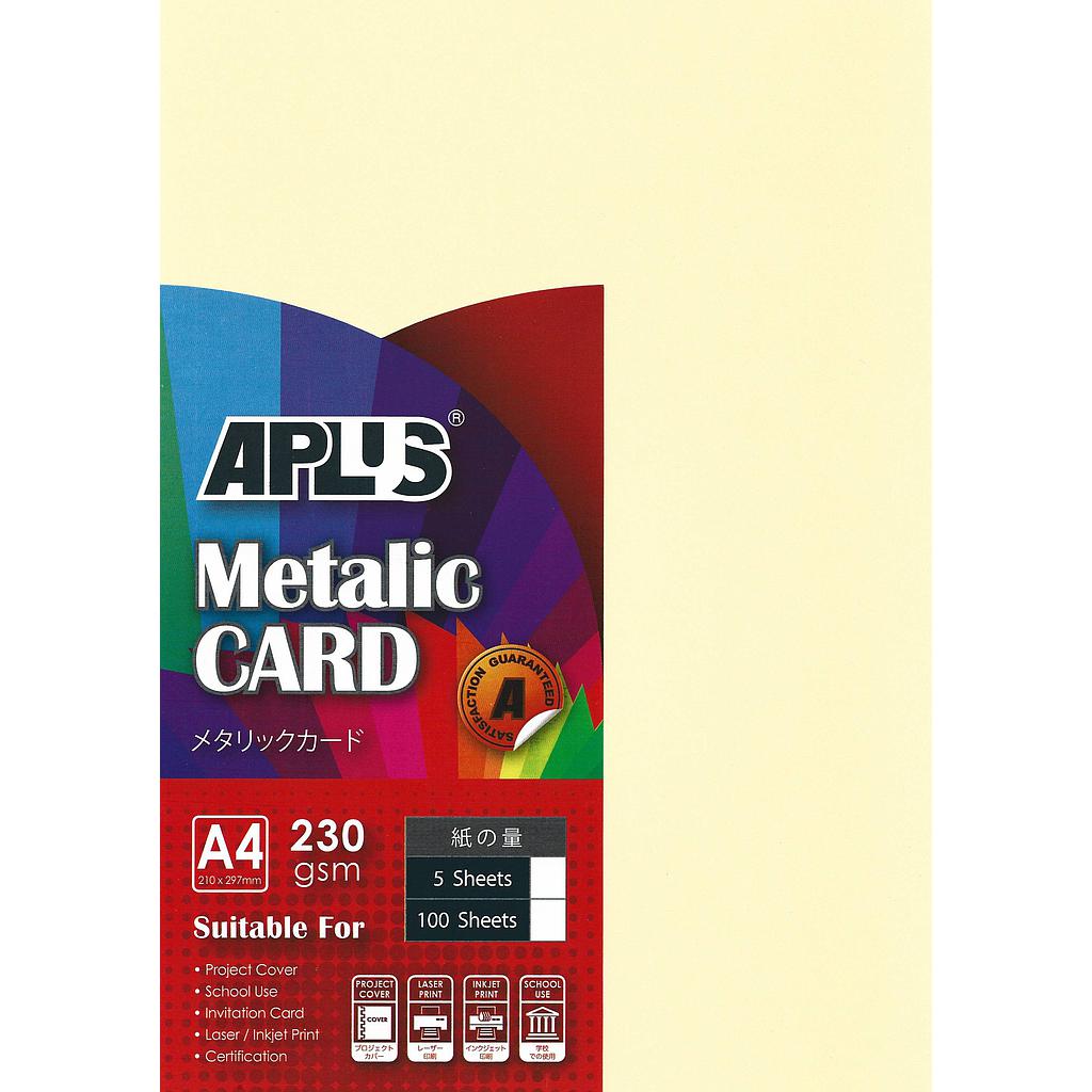 APLUS A4 230GM METALLIC CARD - (03) YELLOW 100'S