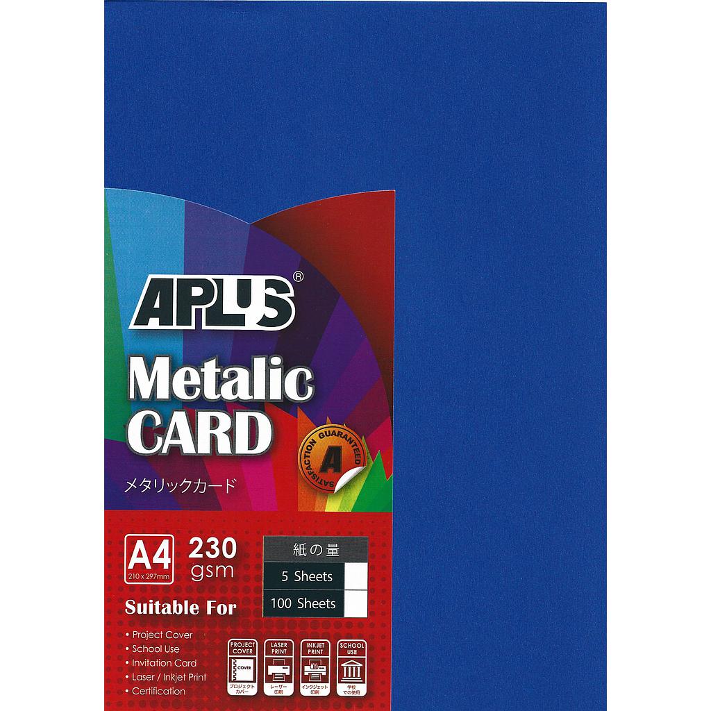 APLUS A4 230GM METALLIC CARD - (10) BLUE 5'S *