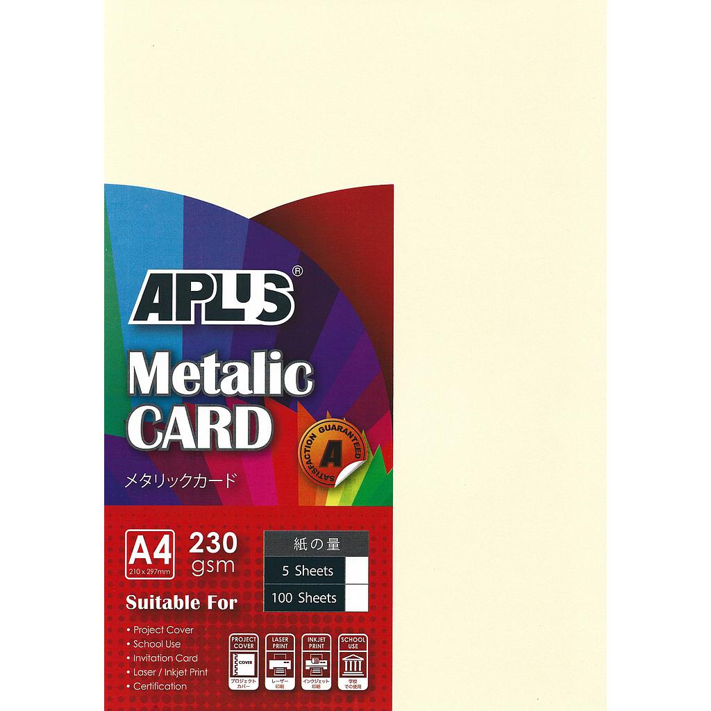 APLUS A4 230GM METALLIC CARD - (02) CREAM 5'S *