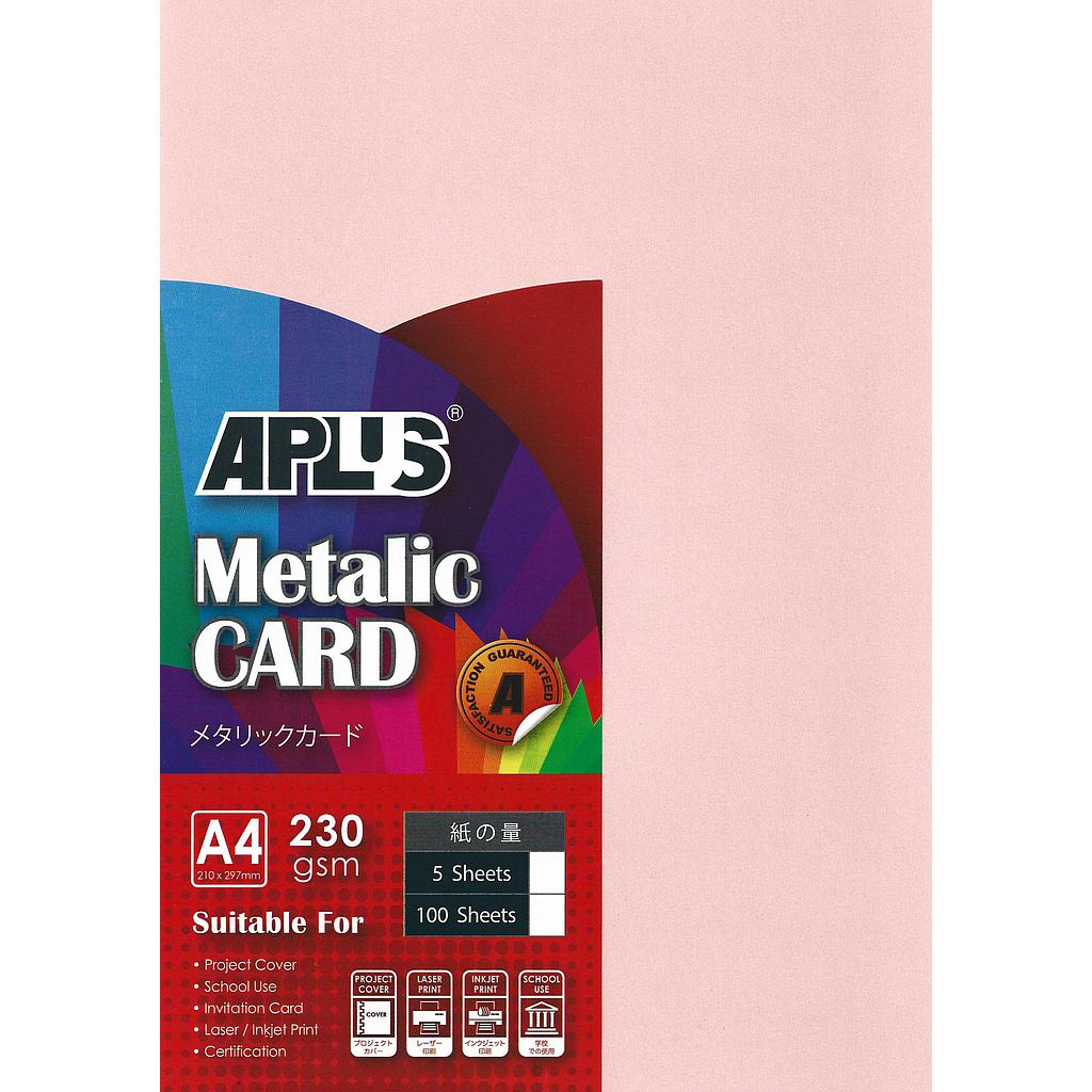 APLUS A4 230GM METALLIC CARD - (04) PINK 5'S *