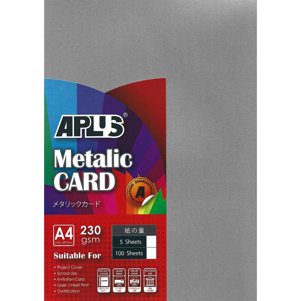 APLUS A4 230GM METALLIC CARD - (15) SILVER 5'S *