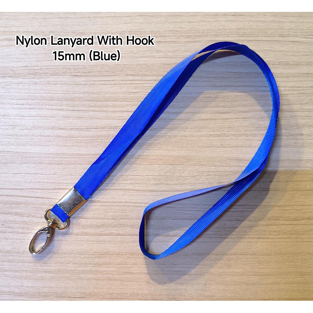NYLON LANYARD WITH HOOK 15MM - BLUE
