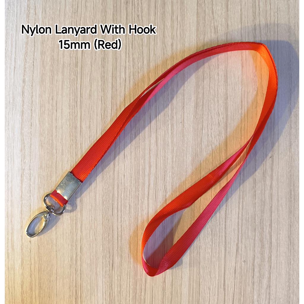 NYLON LANYARD WITH HOOK 15MM - RED