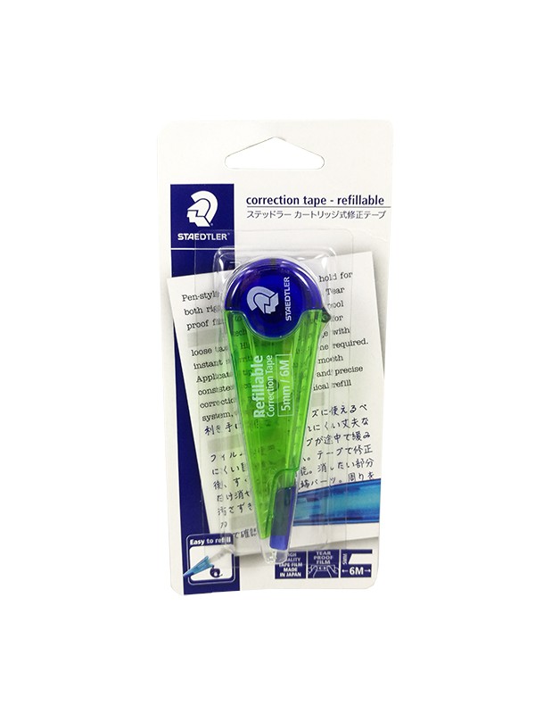 STAEDTLER 6202-5BKLO REFILLABLE CORRECTION TAPE - GREEN