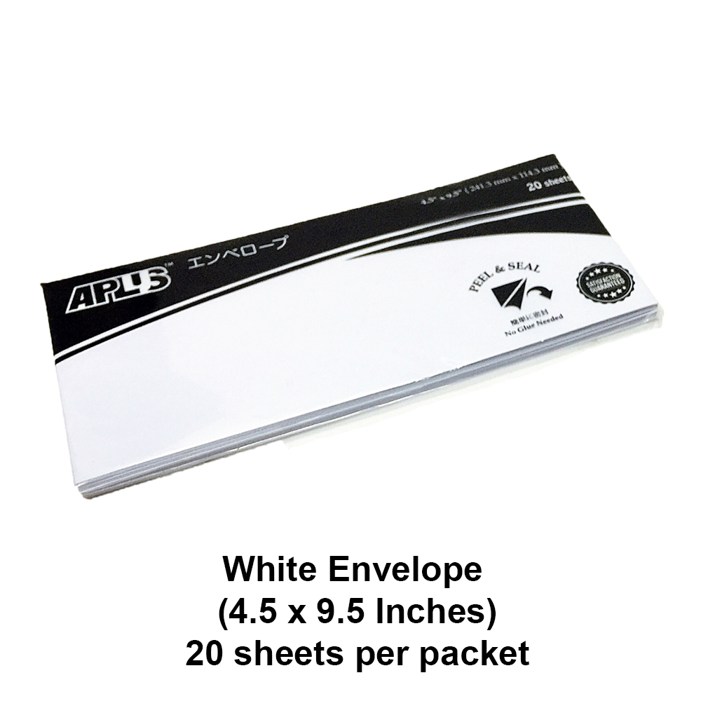 APLUS WE4595 4.5" X 9.75" WHITE ENVELOPE 20'S (P&amp;S) >