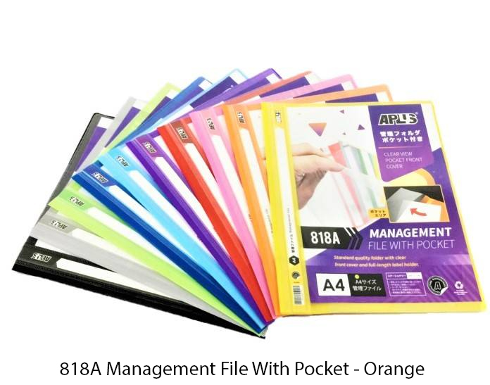 APLUS 818A A4 MANAGEMENT FILE W/POCKET - ORANGE 