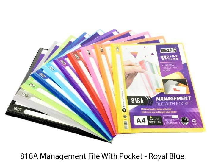 APLUS 818A A4 MANAGEMENT FILE W/POCKET - ROYAL BLUE
