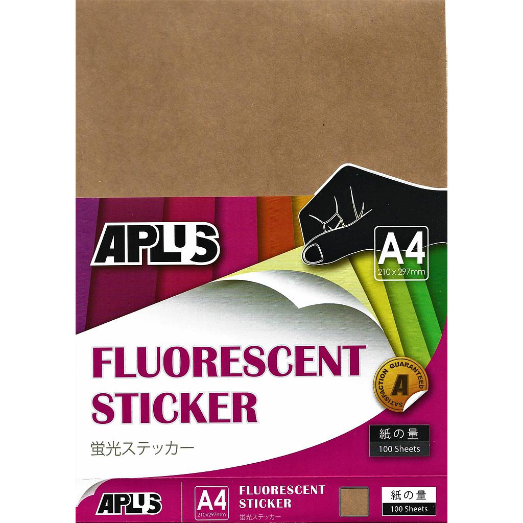 APLUS A4 FLOURESCENT STICKER - BROWN 100'S *