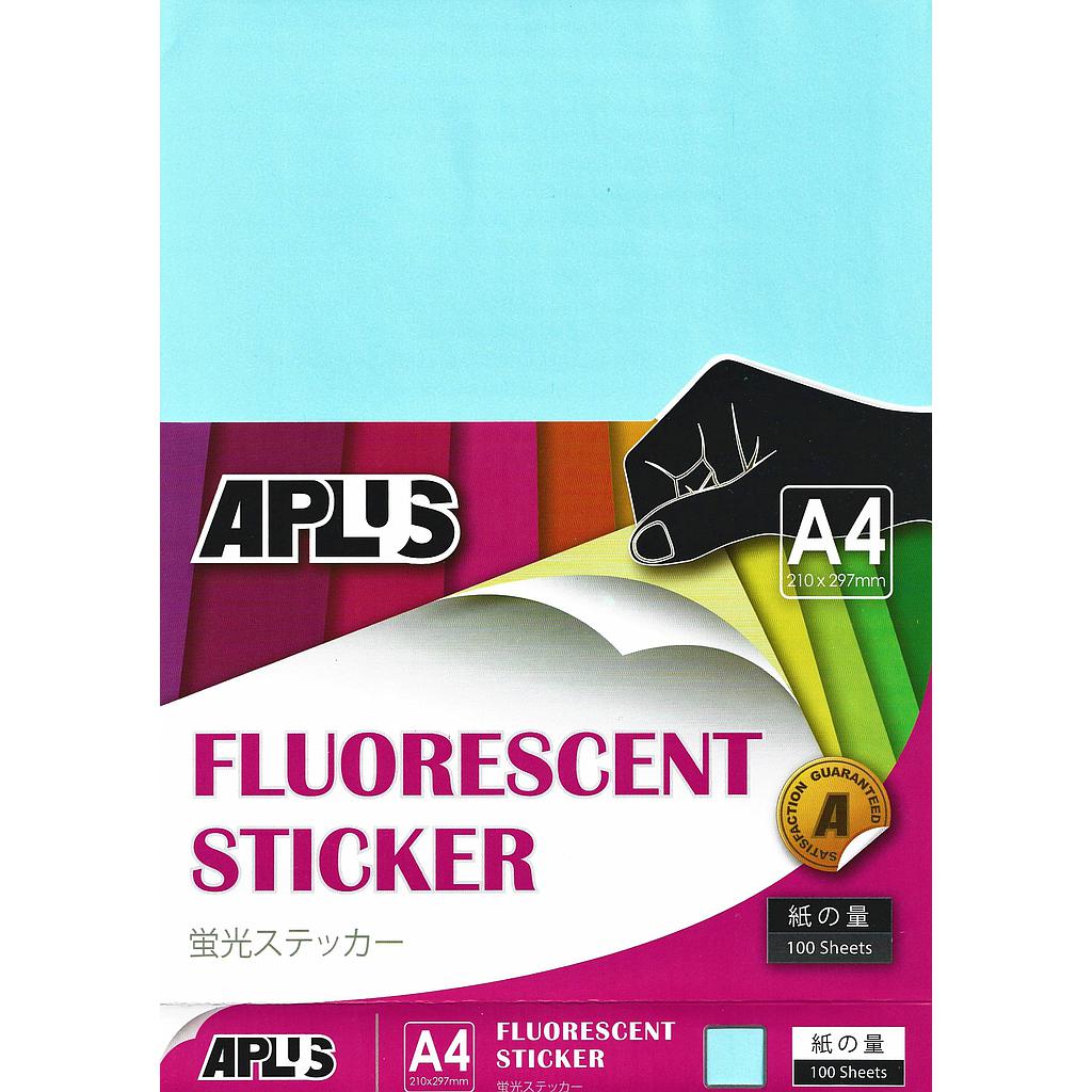 APLUS A4 FLOURESCENT STICKER - L.BLUE 100'S *