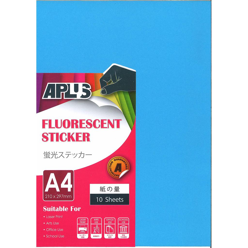APLUS A4 FLOURESCENT STICKER - M.BLUE 10'S *
