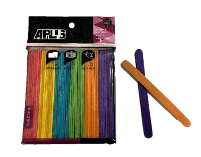 APLUS PINE WOOD STICK 11.4CM 50PCS - COLOUR *