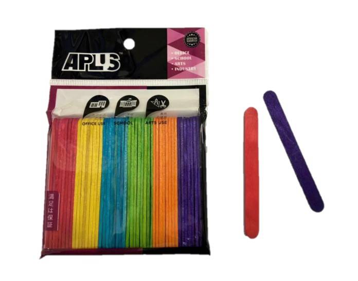 APLUS PINE WOOD STICK 9.3CM 50PCS - COLOUR 