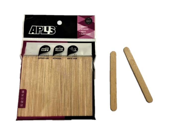 APLUS PINE WOOD STICK 9.3CM 50PCS - PLAIN 