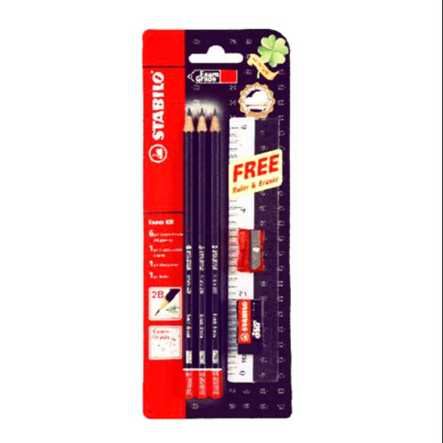 STABILO MICRO 288-BL6 2B PENCIL W/ERA &amp; SHARP !!