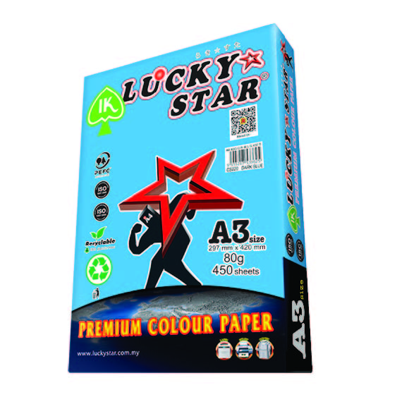 LUCKYSTAR CS220 A3 80GM COLOUR PAPER 450'S - DARK BLUE #