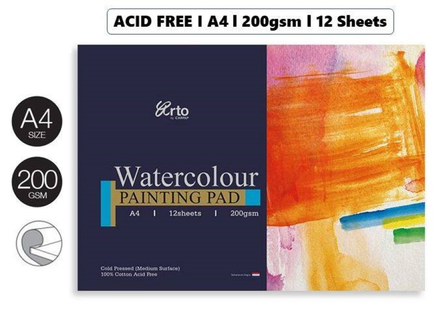 ARTO CR36253 A4 200GSM WATERCOLOUR PAPER 12'S 