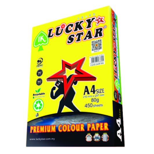 LUCKYSTAR CS295 A4 80GM COLOUR PAPER 450'S - DARK MIX #