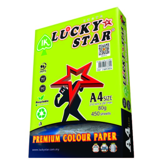 LUCKYSTAR CS321 A4 80GM COLOUR PAPER 450'S - CYBER GREEN #