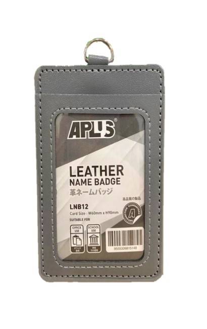 APLUS LNB12 D/SIDED LEATHER NAME BADGE - GREY *