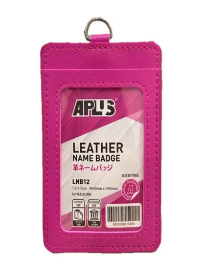 APLUS LNB12 D/SIDED LEATHER NAME BADGE - MAGENTA *