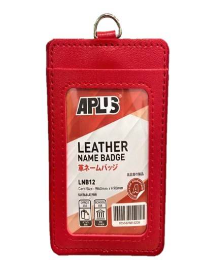 APLUS LNB12 D/SIDED LEATHER NAME BADGE - RED *