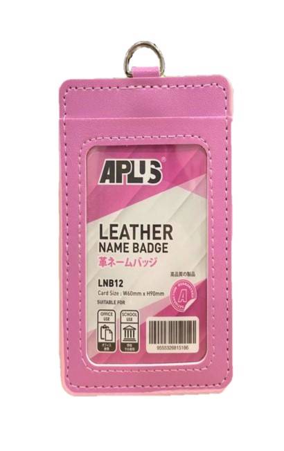APLUS LNB12 D/SIDED LEATHER NAME BADGE - ROSE/PINK *