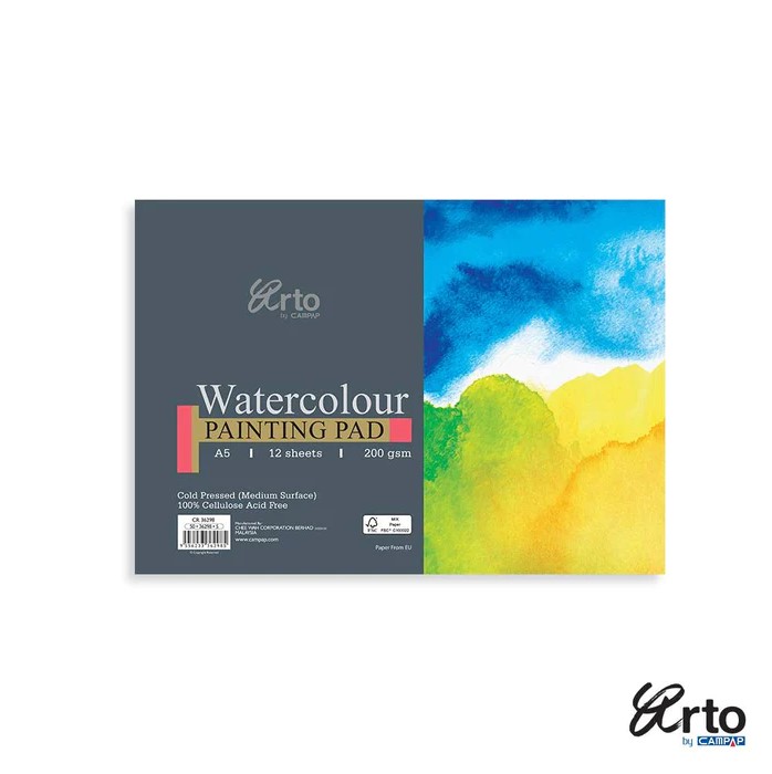 ARTO CR36298 A5 200GSM WATERCOLOUR PAPER PAD 12'S #