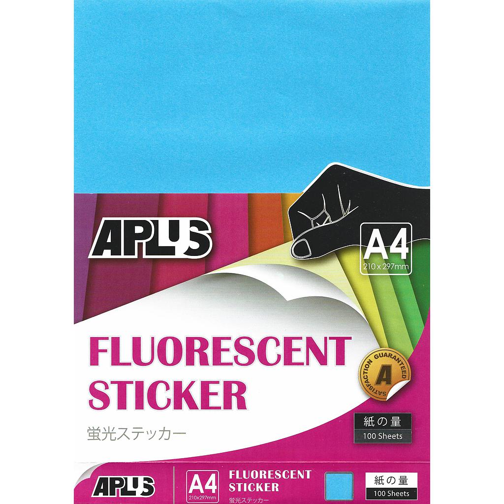 APLUS A4 FLOURESCENT STICKER - M.BLUE 100'S *