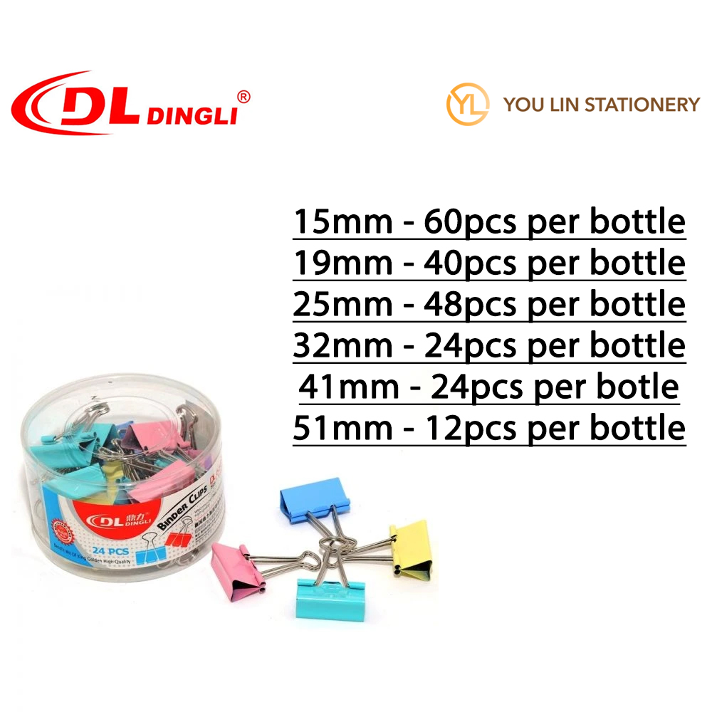 DINGLI DL6062 41MM COLOR BINDER CLIP 24PCS