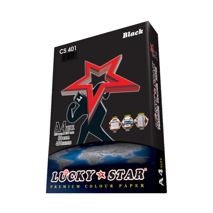 LUCKYSTAR CS401 A3 80GM COLOUR PAPER 450'S - BLACK #