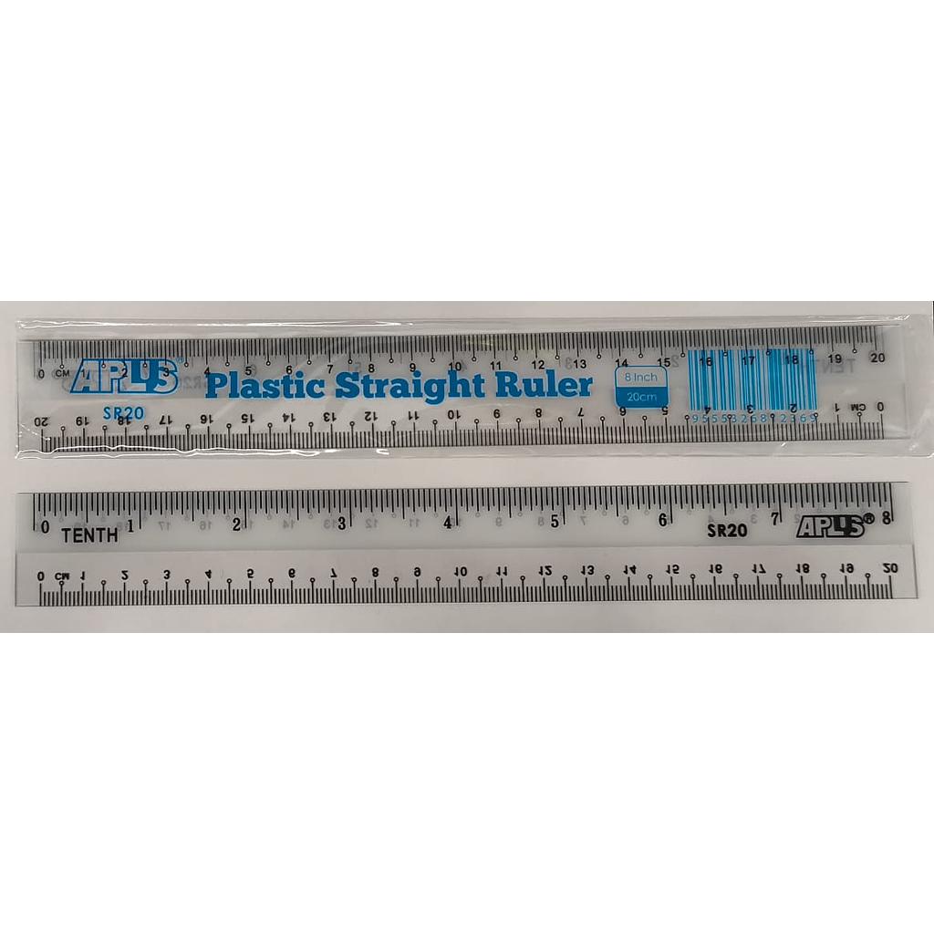 APLUS SR20 8" (20CM) PLASTIC STRAIGHT RULER