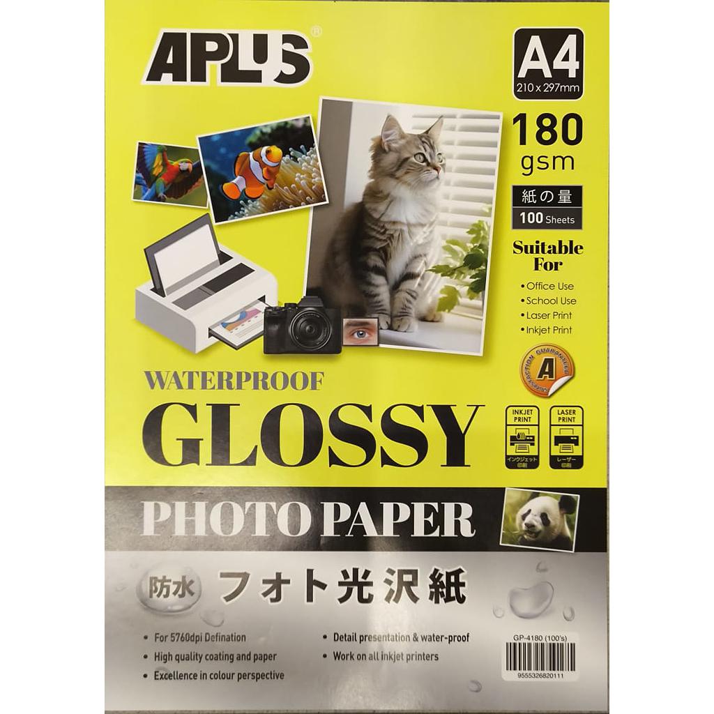APLUS GP-4180 A4 180GSM GLOSSY PAPER 100'S *