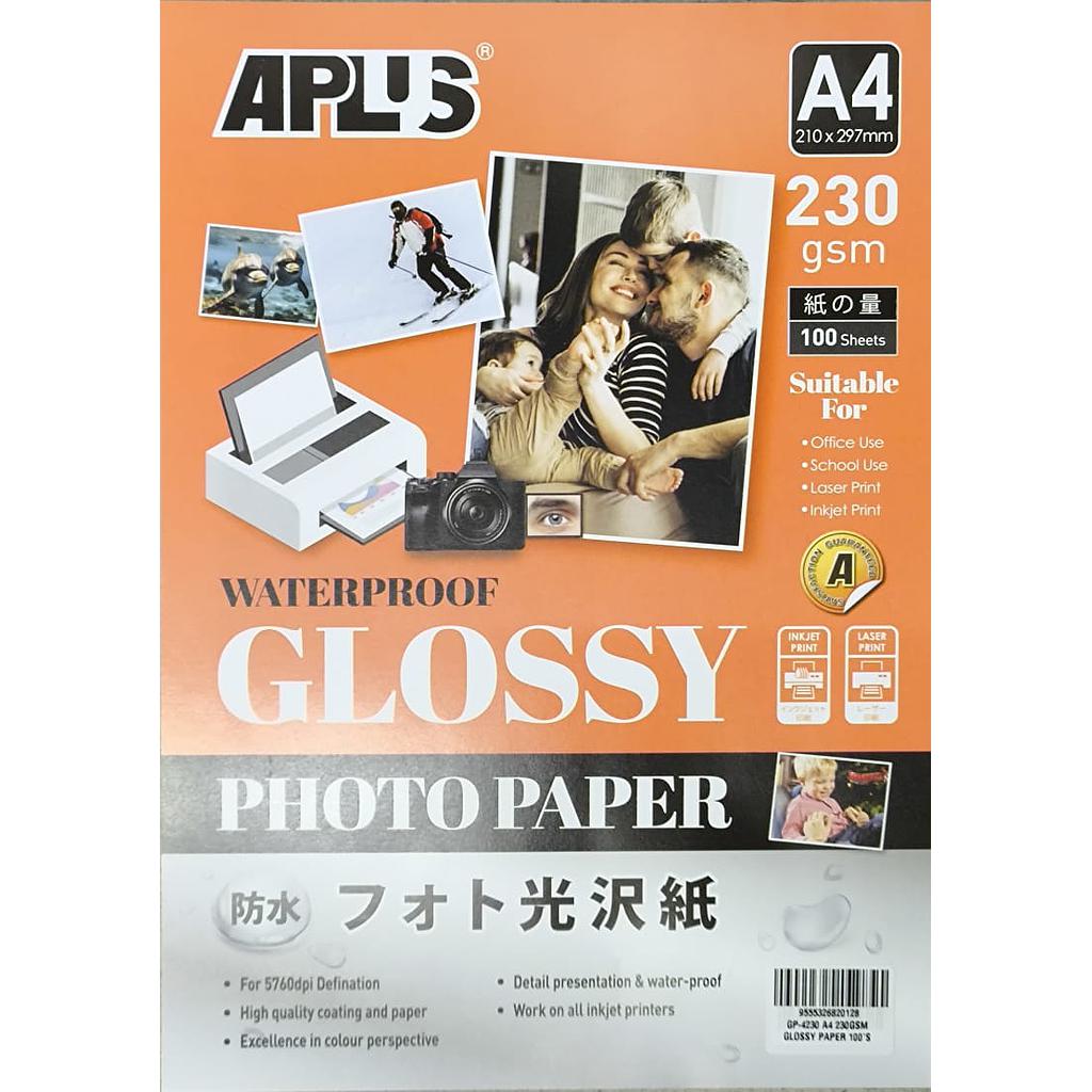 APLUS GP-4230 A4 230GSM GLOSSY PAPER 100'S